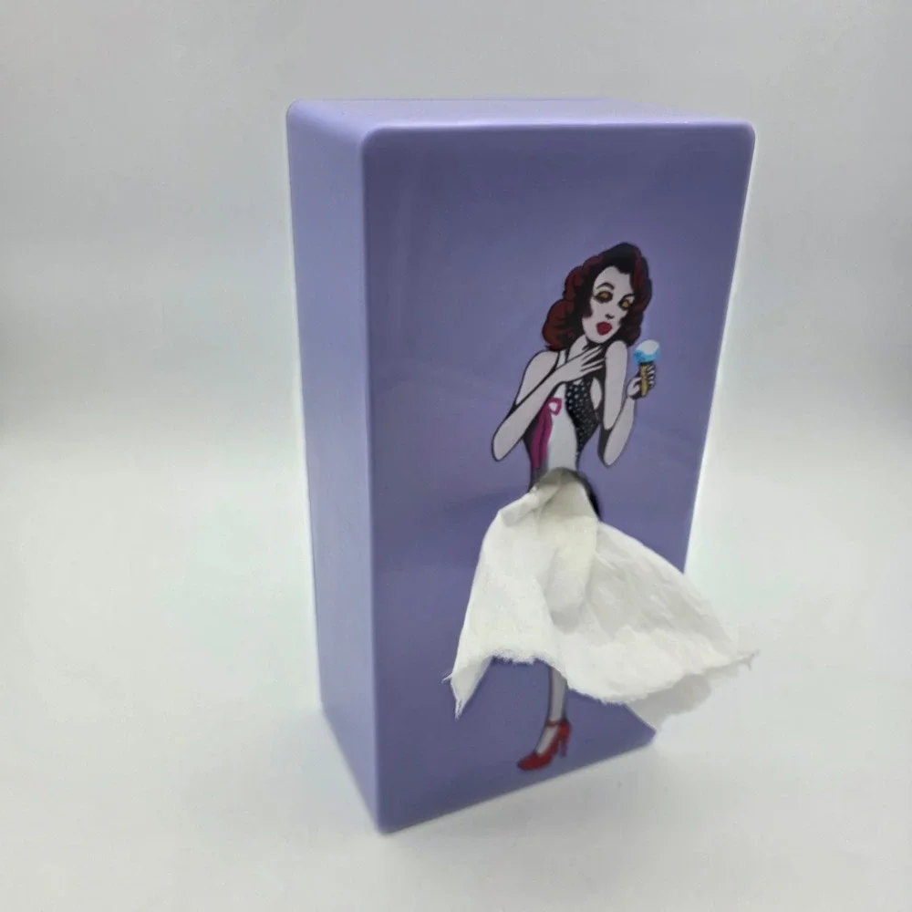 Unbranded Tissue Box Cover Pin Up Girl Skirt Dispenser Purple OS